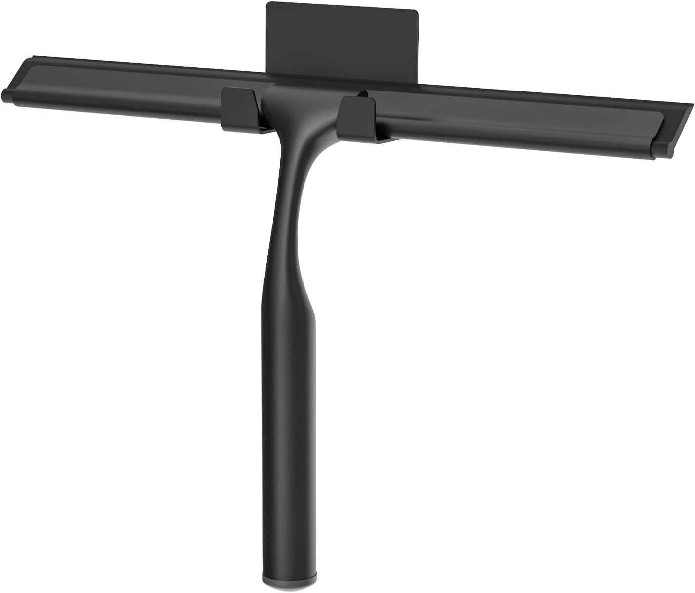 Shower Squeegee for Glass Doors, Shower Squeegee for Tile Shower Walls, Stainless Steel Squeegee for Bathroom, Windows and Mirrors with Storage Hook-12”, Black