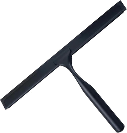 J&V TEXTILES All-Purpose Stainless Steel Shower Squeegee for Glass Doors with Adhesive Hooks, Squeegee for Shower Glass, Bathroom Household Cleaner Tool, 10 Inch (Gold)