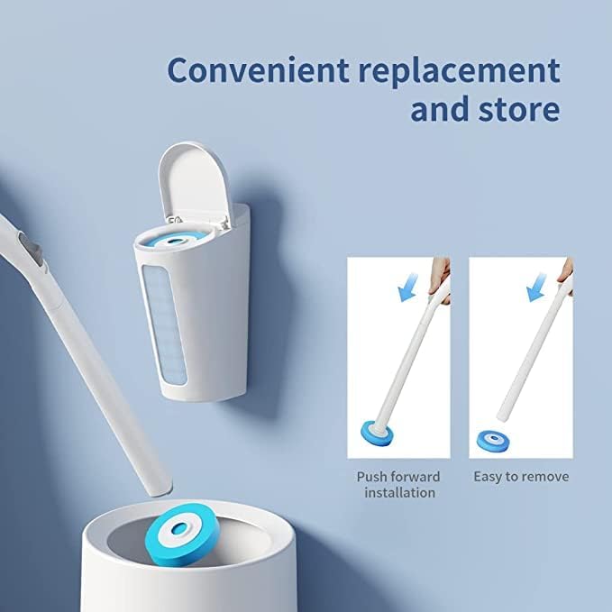 CQT Disposable Toilet Bowl Brush with Toilet Wand 30 Refill Heads, Toilet Bowl Cleaner Wands,Toilet Cleaning System Starter Kit(Wand+30 Refills)