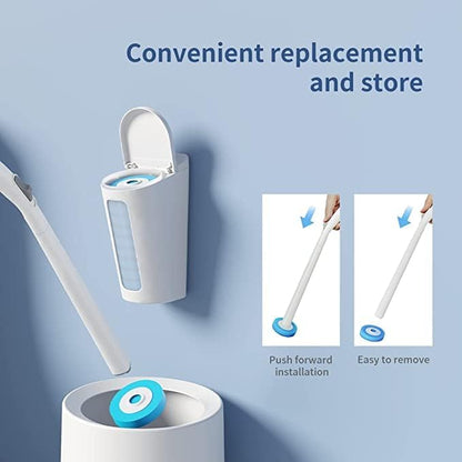 CQT Disposable Toilet Bowl Brush with Toilet Wand 30 Refill Heads, Toilet Bowl Cleaner Wands,Toilet Cleaning System Starter Kit(Wand+30 Refills)
