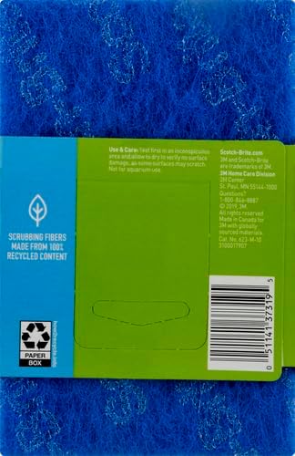 Scotch-Brite Zero Scratch Scouring Pad, Effective + Gentle Dish Scrubber for Household Cleaning, 3 Scrub Pads for Dishes, Nonstick Pots and Pans, Glass, Tubs, Showers, Reusable & Durable