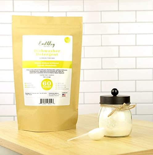 Earthley Wellness, Dishwasher Detergent, Eco-Friendly, Pure, Certified Organic Dish Detergent (60 Loads, Unscented)