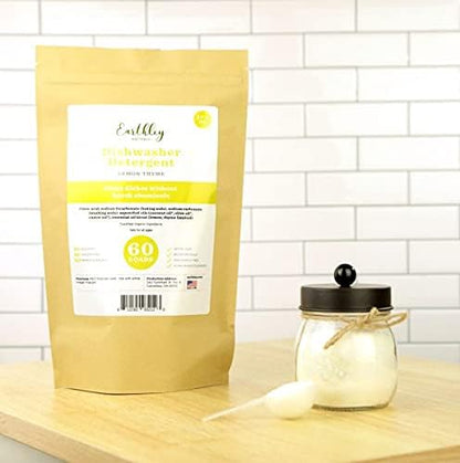 Earthley Wellness, Dishwasher Detergent, Eco-Friendly, Pure, Certified Organic Dish Detergent (60 Loads, Unscented)