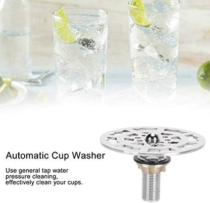 Glass Rinser for Kitchen Sink, Professional Bar Glass Rinser Faucet Stainless Steel Automatic Cup Washer Cleaner Accessory for Home Kitchen Sink Restaurant Bar Hotel