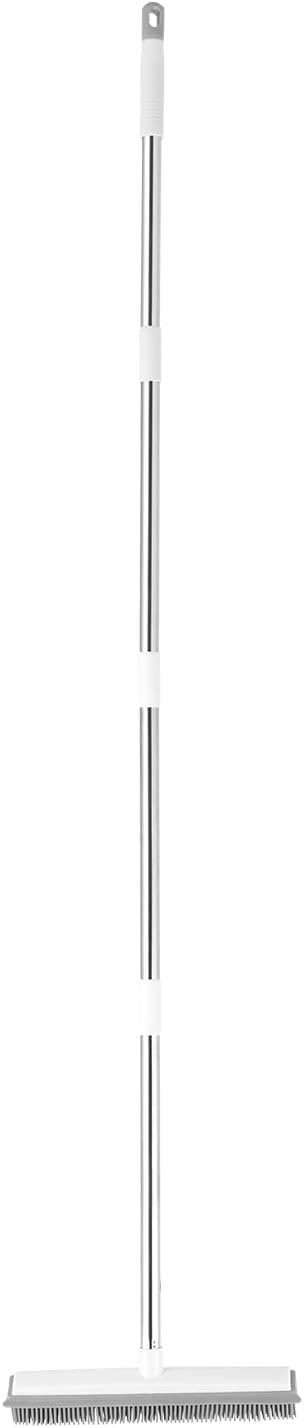 VEVOR Pet Hair Removal Broom, 58.46 in Adjustable Long Handle, Rubber Broom with Built in Squeegee Reusable Dog Cat Hair Remover, for Couch Furniture Hardwood Floor Tile