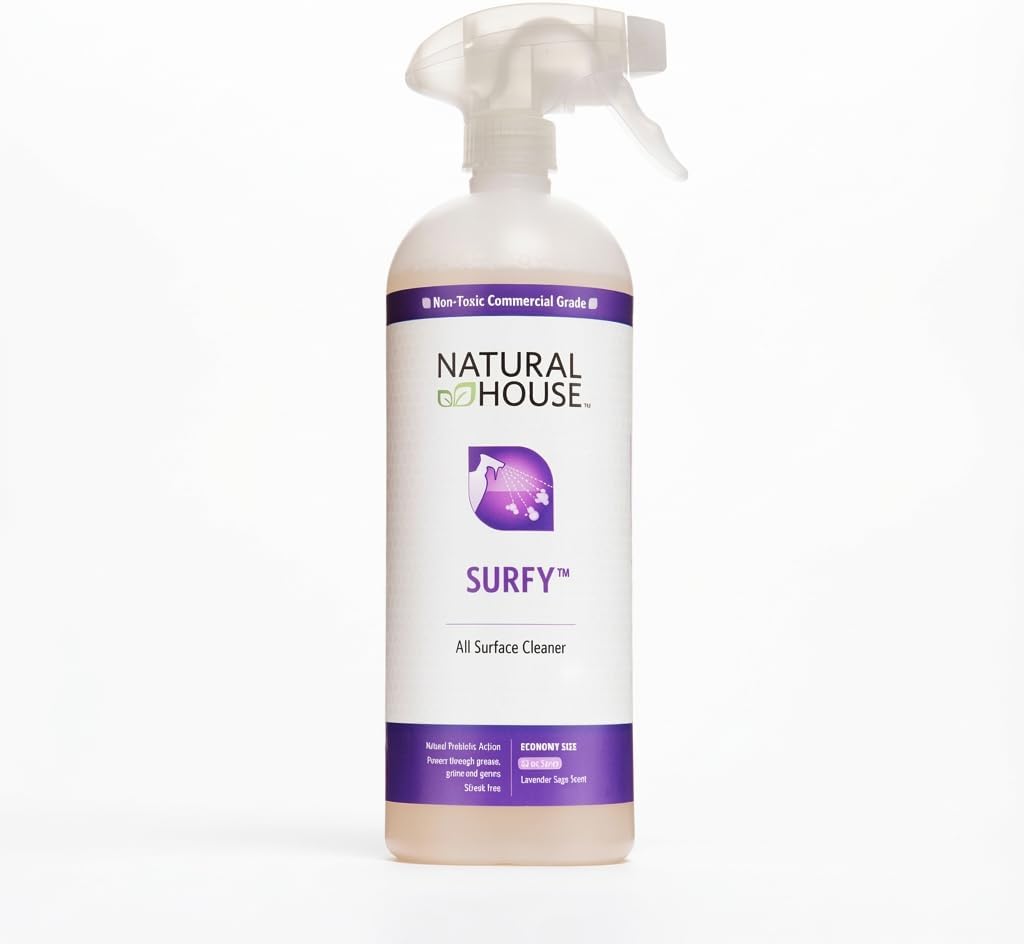 Enzyme All-Purpose Cleaner Spray - Natural House Surfy - Probiotic Multi-Surface Formula - Plant-Based, Septic Safe - Lavender Sage Scent - 32 oz