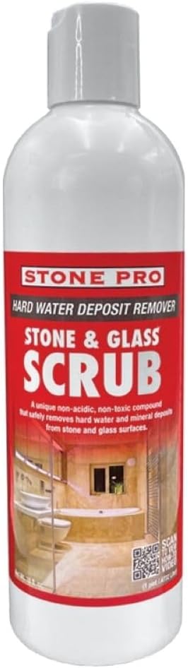 Stone Pro Stone and Glass Scrub - Hard Water Stain Remover - Remove Spots on Glass, Natural Stone, Quartz, & Metal Fixtures (Quart)