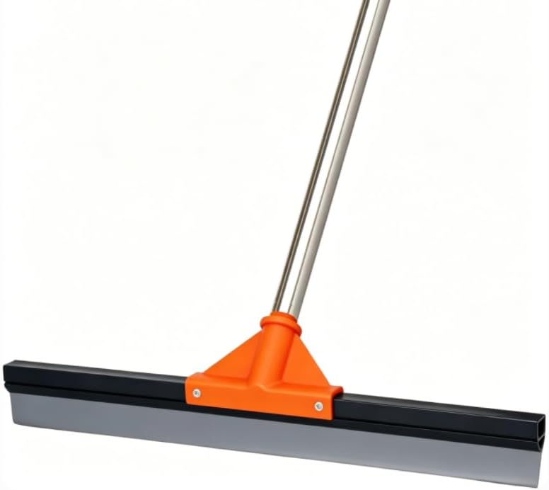 Heavy Duty Floor Squeegee with 40.8" Metal Long Handle for Concrete, Tile, Bathroom Glass & Window Cleaning - 17" Rubber Blade Removes Garage & Shower Standing Water