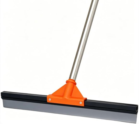 Heavy Duty Floor Squeegee with 40.8" Metal Long Handle for Concrete, Tile, Bathroom Glass & Window Cleaning - 17" Rubber Blade Removes Garage & Shower Standing Water