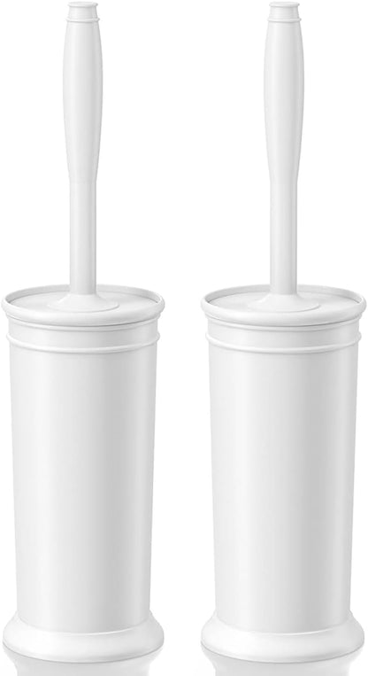Toilet Brush and Holder 2 Pack, Toilet Bowl Brush with Extra Long Handle, Toilet Scrubber and Covered Holder, Toilet Brushes for Bathroom-Space Saving, Covered Brush, Durable, Deep Cleaning(Black)