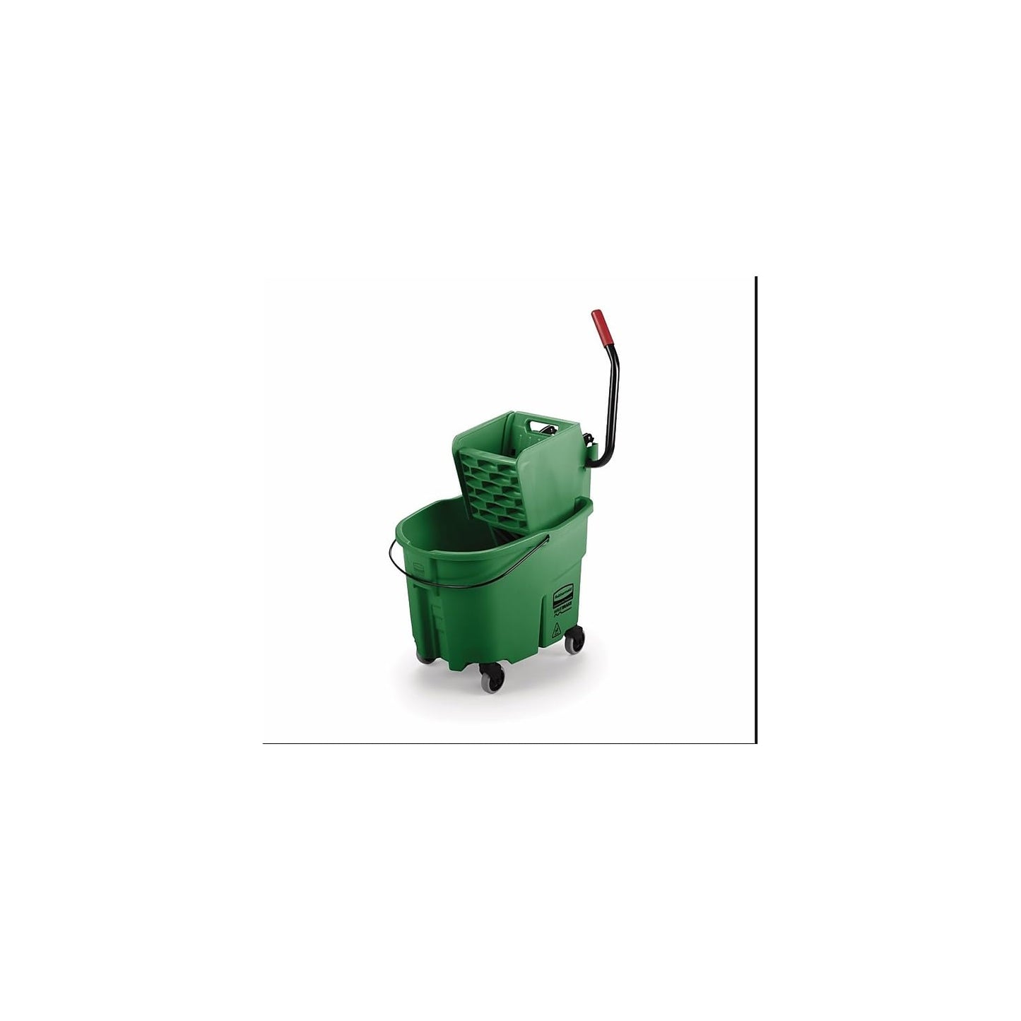 Rubbermaid Commercial Products WaveBrake 35 QT Side-Press Mop Bucket and Wringer Combo on Wheels Red for Heavy-Duty Floor Cleaning