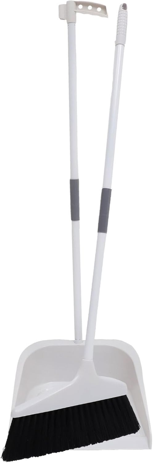 Lurrose Broom and Dustpan Set Heavy Duty Floor Cleaning Kit with Soft Bristles and Ergonomic Long Handle for Home Kitchen Tile and Hardwood Surfaces