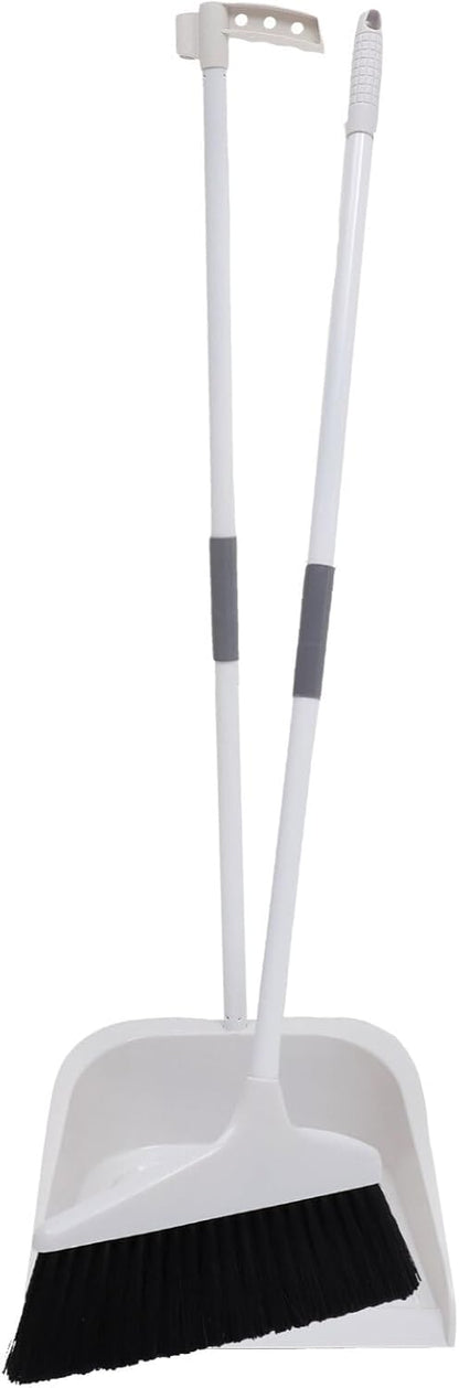 Lurrose Broom and Dustpan Set Heavy Duty Floor Cleaning Kit with Soft Bristles and Ergonomic Long Handle for Home Kitchen Tile and Hardwood Surfaces