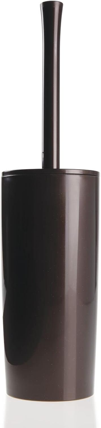 mDesign Slim Plastic Toilet Bowl Brush and Holder Set, Modern Compact Storage Organizer Cleaner Scrubber for Toilet - Heavy Duty Cleaning Plunger for Bathroom, Aura Collection - Navy Blue