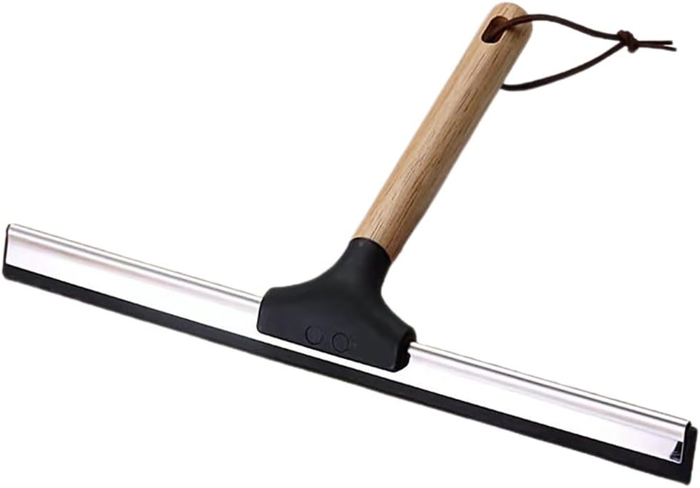 10 Inch Shower Squeegee with Wooden Handle Silicone Blade for Bathroom Shower Doors Mirrors Windows Cleaning Tool Water Wiper