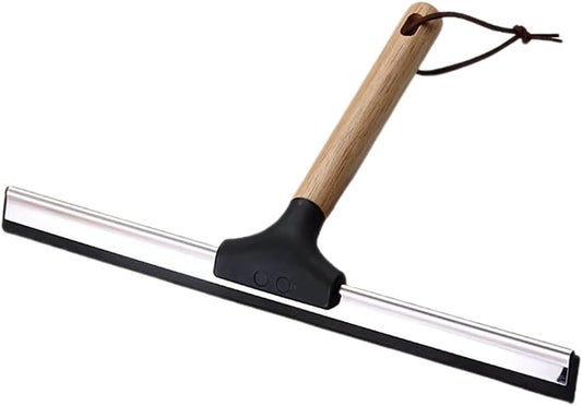 10 Inch Shower Squeegee with Wooden Handle Silicone Blade for Bathroom Shower Doors Mirrors Windows Cleaning Tool Water Wiper