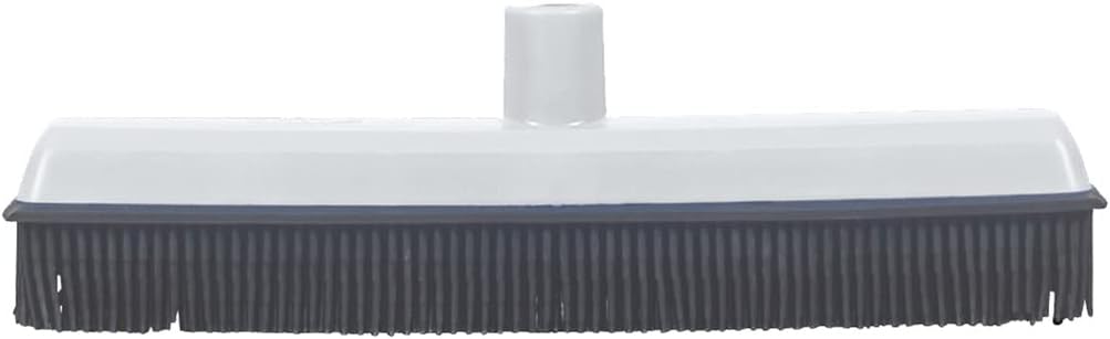 Rubber Bristle Broom for Hardwood Floors, Tiles, Carpets, Wood, and Vinyl Salon Broom, Rubber Squeegee Broom, Rubber Rake for Human Hair, Pet Hair, Fur, Lint, Liquid, Grey, by Superio (Head Only)