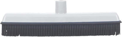 Rubber Bristle Broom for Hardwood Floors, Tiles, Carpets, Wood, and Vinyl Salon Broom, Rubber Squeegee Broom, Rubber Rake for Human Hair, Pet Hair, Fur, Lint, Liquid, Grey, by Superio (Head Only)