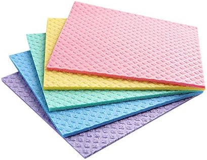 Reusable Cleaning Cellulose Sponge Cloths Absorbent Wipes Clean Kitchen Car Dish Eco-Friendly Dishcloth Hand Towel Auto - 1pack (5pcs)