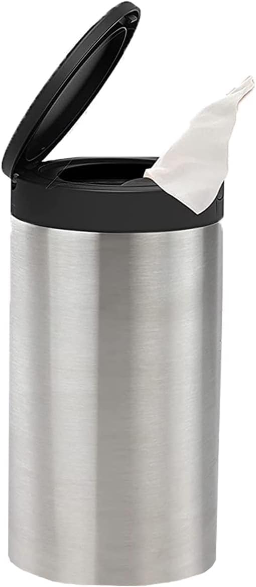 Spectrum Disinfecting Wipes Container Large Satin Nickel Refillable Stainless Steel Wipe Holder for Bathroom Kitchen Classroom, Reuseable Push Button Wet Wipe Dispenser for Cleaning Countertop