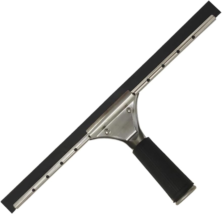 45cm 18in Grip Glass Squeegee for Window Cleaning,Stainless Steel All Purpose Squeegee with Non-Slip Handle for Shower Doors Window Car Mirror Glass (18in/45cm, Black)