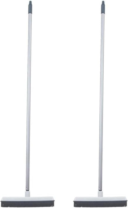 Rubber Bristle Broom for Hardwood Floors, Tiles, Carpets, Wood, and Vinyl Salon Broom, Rubber Squeegee Broom, Rubber Rake for Human Hair, Pet Hair, Fur, Lint, Liquid, Grey, by Superio (Head Only)