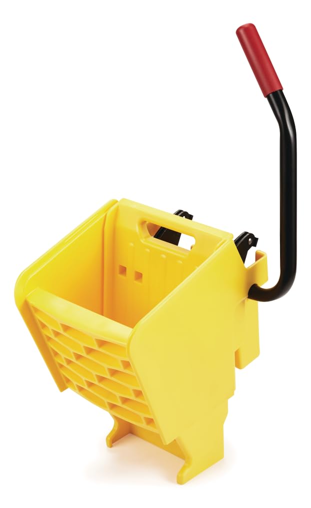 Rubbermaid Commercial Products WaveBrake 35 Qt. Side-Press Mop Bucket and Wringer Combo on Wheels Yellow for Professional/Industrial/Business Heavy-Duty Floor Cleaning/Mopping