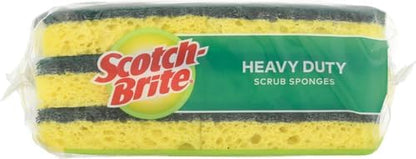 Scotch-Brite Heavy Duty Scrub Sponge, 9 Kitchen Sponges Designed for Tough Messes in the Kitchen that Last 3X Longer*, Best for Cast Iron Skillets and Outdoor Grills, Flexible, Durable, and Strong