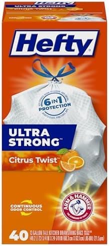 Hefty Ultra Strong Tall Kitchen Trash Bags - Citrus Twist, 13 Gallon, 40 Count