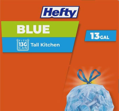 Hefty Blue Trash Bags, Blue, 13 Gallon, 60 Count