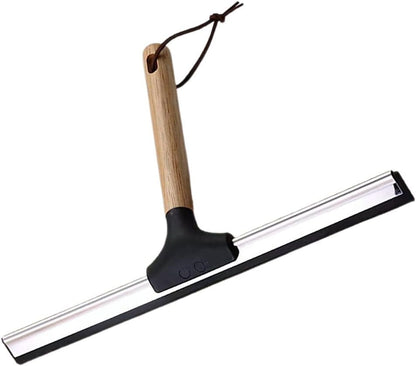 10 Inch Shower Squeegee with Wooden Handle Silicone Blade for Bathroom Shower Doors Mirrors Windows Cleaning Tool Water Wiper