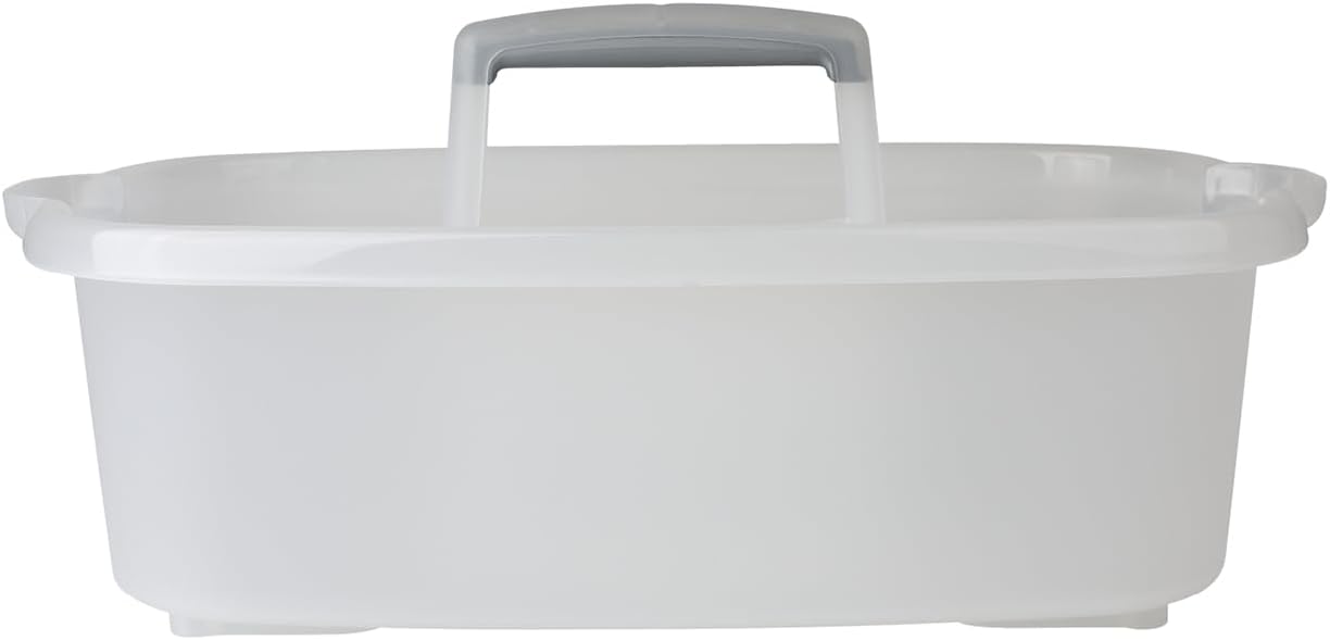 Casabella Cleaning Storage Caddy with Handle Plastic Multipurpose Organizer, Rectangle, 1.85-Gallon, Gray