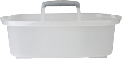Casabella Cleaning Storage Caddy with Handle Plastic Multipurpose Organizer, Rectangle, 1.85-Gallon, Gray