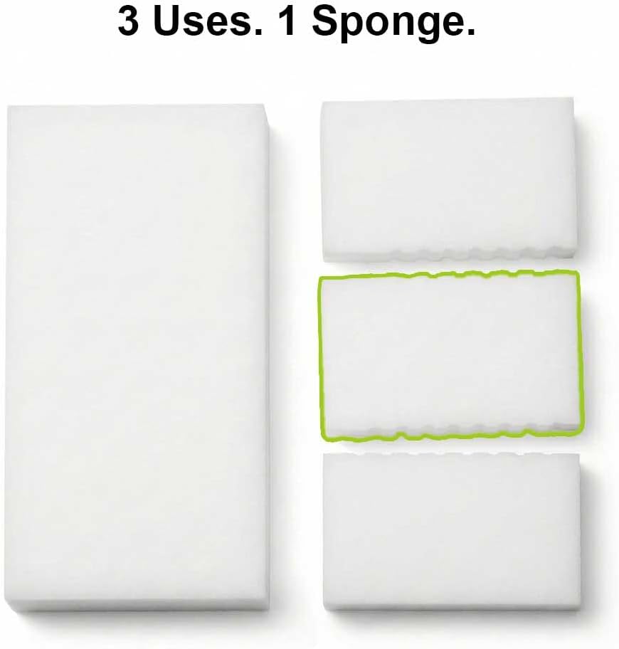Melamine Cleaning Sponge (2-Pack) – Multi-Surface Eraser Sponge, Breakable Design for Longer Use, Removes Stains, Scuffs & Dirt on Kitchen, Bathroom, Walls, Shoes & More
