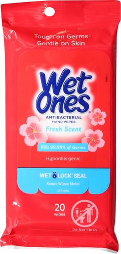Wet Ones Antibacterial Hand Wipes, 20 Count