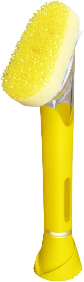 Scrub Daddy Dish Wand Scrubbing Brush with Handle, Soap Dispensing Dish Brushes, Texture Changing Washing Up Sponges With Liquid Dispenser, Scrubber with Scraper & Detachable Head Sponge, Blue