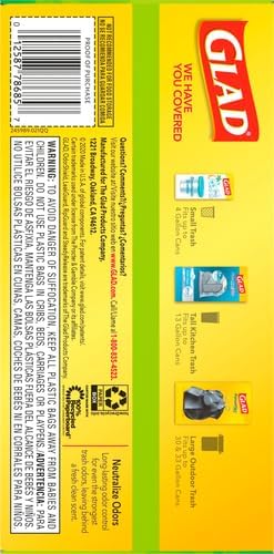 Glad ForceFlex Tall Kitchen Trash Bags, 13 Gal, Gain Original with Febreze, 110 Ct (Pack May Vary)