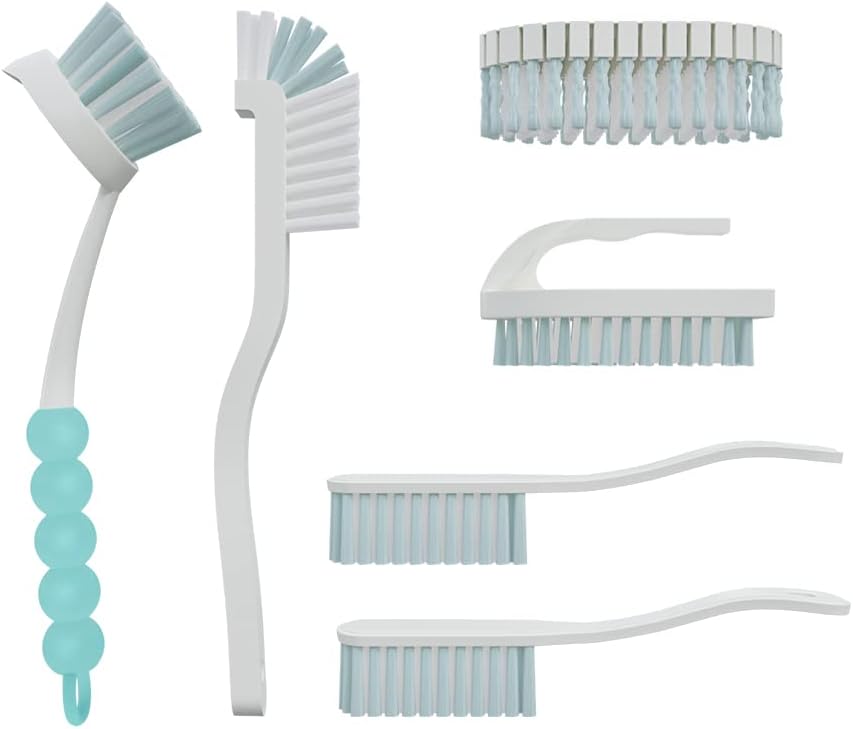 6 PCS Cleaning Brush, Scrub Brush Set for Kitchen and Bathroom Household Use with Various Brushes for Cleaning Dishes, Tiles, Corners and Floors