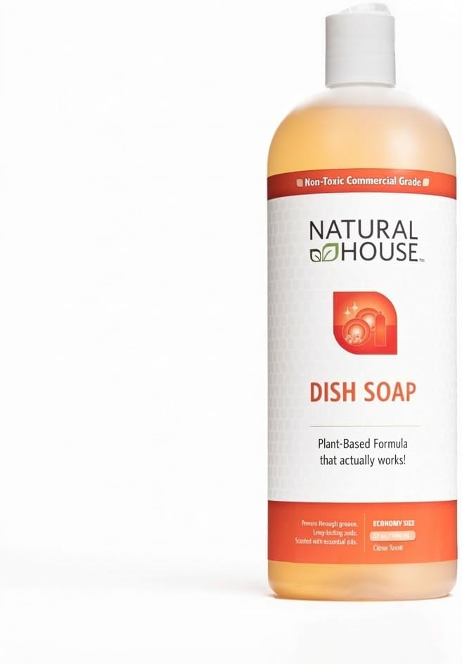 Enzyme Hand Dish Soap Refill Bulk - Natural House Scrubby - Probiotic Formula Cuts Grease, Gentle on Hands - Plant-Based, Septic Safe - Citrus Scent - 128 oz