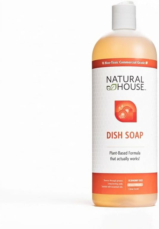 Enzyme Hand Dish Soap Refill Bulk - Natural House Scrubby - Probiotic Formula Cuts Grease, Gentle on Hands - Plant-Based, Septic Safe - Citrus Scent - 128 oz