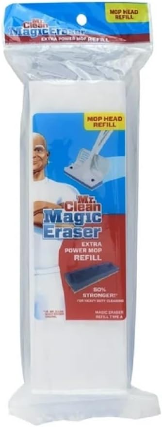 Mr. Clean Magic Eraser Extra Power Floor Mop Foam Refill Head with Water-Activated Micro-Scrubbers, White/Blue