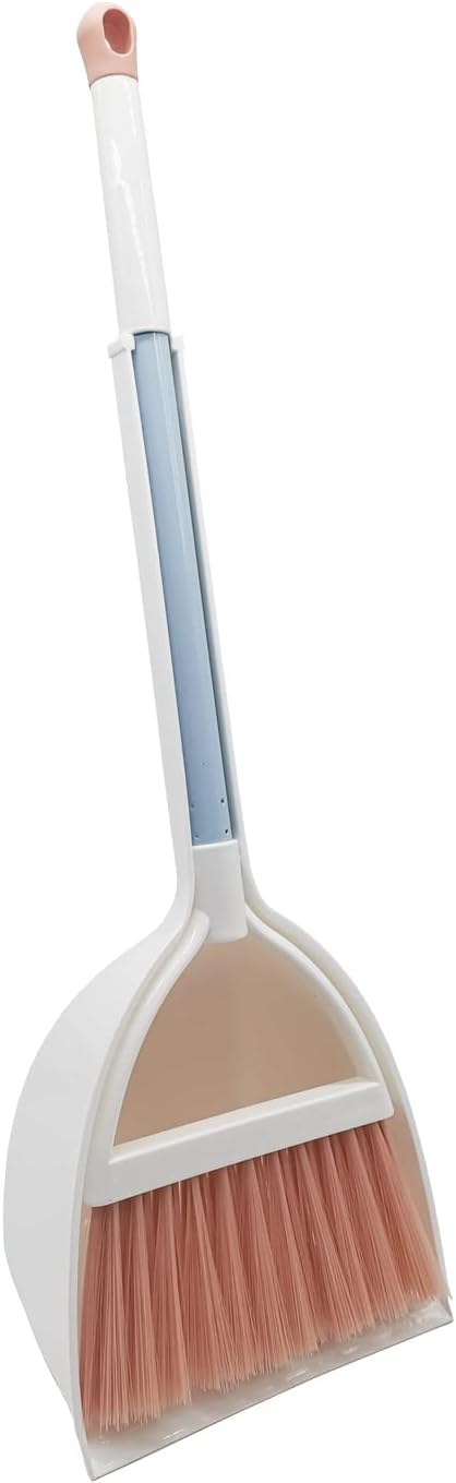 Mini Broom with Dustpan for Kids,Little Housekeeping Helper Set (Light Blue)