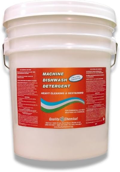 Quality Chemical Heavy Duty Liquid Alkaline Commercial Dishwasher Detergent - Industrial-Grade Formula Dissolves Food Stains, Grease, Grime and Residue - No Pre-Rinse Needed - Ready-to-Use 128oz