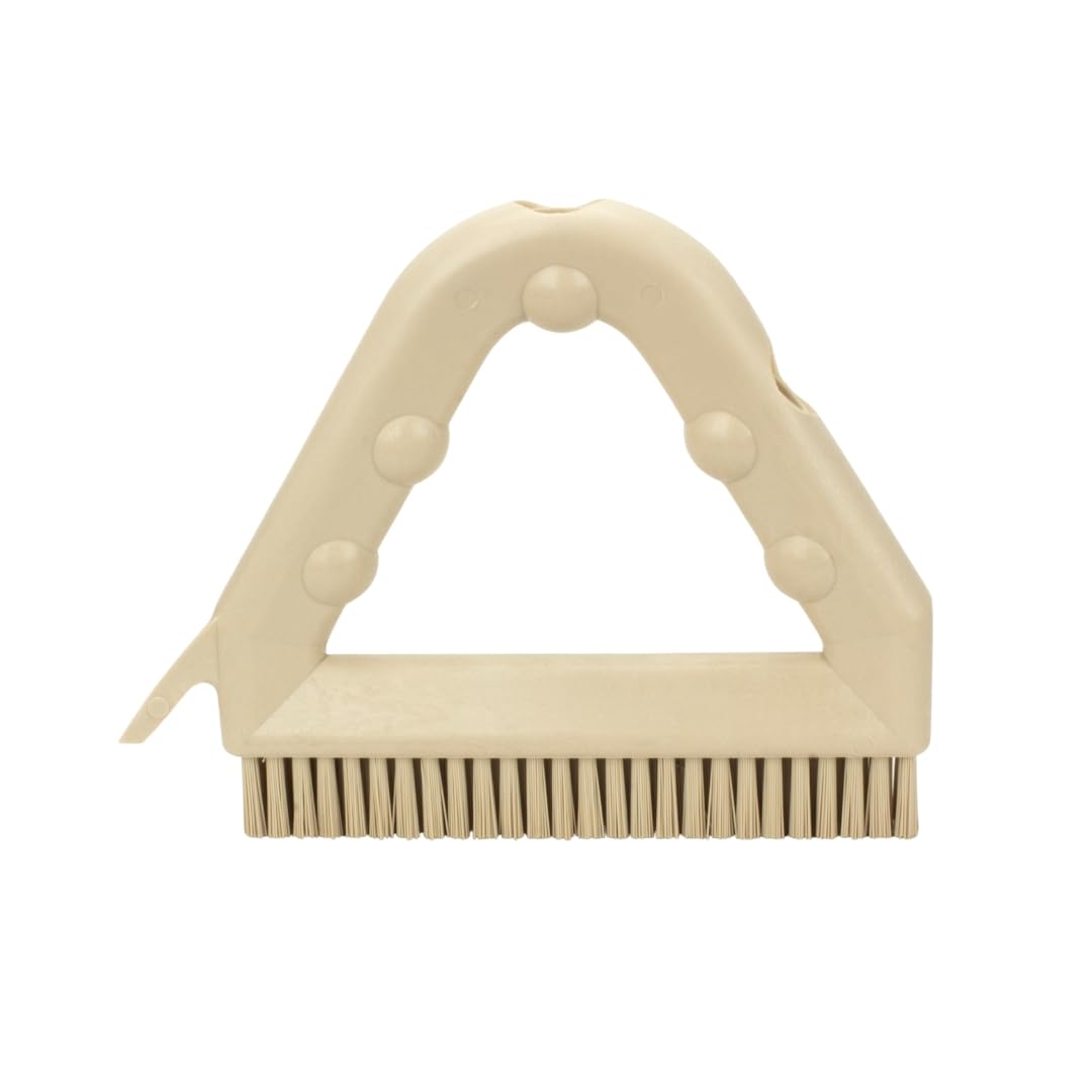 SPARTA Plastic Commercial Grout Brush, Triangle-Shaped Scrub Brush with Scraper and Two Threaded Holes for Attaching Handle (Sold Separately), 9 x 7 x 7 Inches, Gray