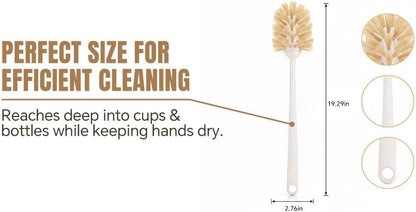 Bottle Brush Cleaner,Long Plastic Handle,Soft Bristle&Non-Scratch,Cleans and Scrubs Hard to Reach Coffee Cups,Mason,Thermos,Glass Bottle,Beer Bottles,Wine Bottles,Baby Bottle,Mugs