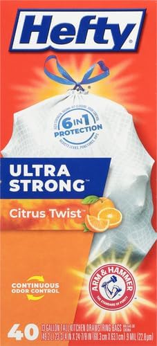 Hefty Ultra Strong Tall Kitchen Trash Bags - Citrus Twist, 13 Gallon, 40 Count