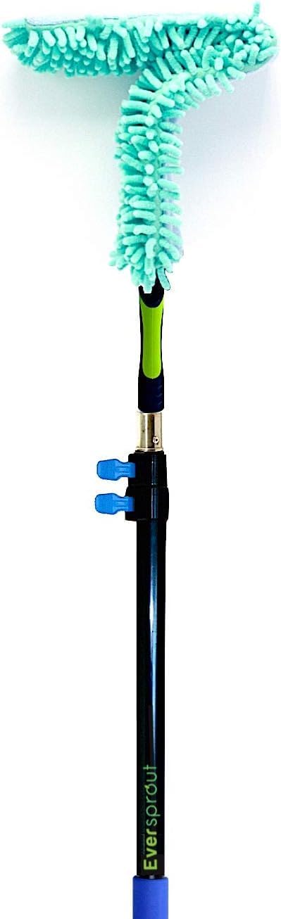 EVERSPROUT 3 Foot Flexible Microfiber Ceiling & Fan Duster | Bendable to Clean Any Fan Blade | Removable & Washable Brush Head | 3-Stage Lightweight Aluminum Extension Pole