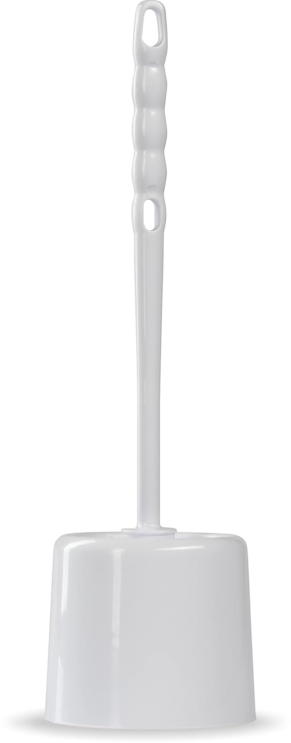 SPARTA 16-Inch Durable Toilet Brush with Storage Holder, Bowl Brush with Caddy with Sturdy Polypropylene Bristles for Effective Cleaning, White Plastic Handle for Secure Grip, White