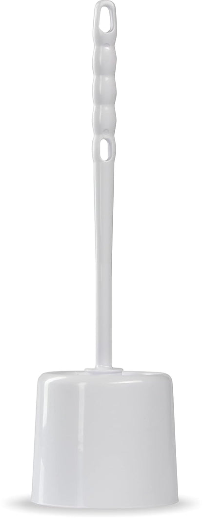 SPARTA 16-Inch Durable Toilet Brush with Storage Holder, Bowl Brush with Caddy with Sturdy Polypropylene Bristles for Effective Cleaning, White Plastic Handle for Secure Grip, White