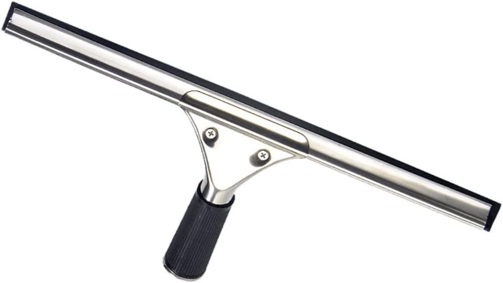 45cm 18in Grip Glass Squeegee for Window Cleaning,Stainless Steel All Purpose Squeegee with Non-Slip Handle for Shower Doors Window Car Mirror Glass (18in/45cm, Black)